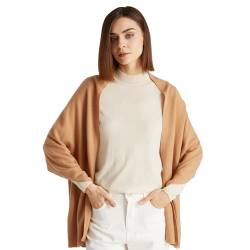 GreenMount Damen Kaschmir Schals 100% Kaschmir Strick Weich Warm Winter Extra Groß Schal für Frauen Pflanzenfärben, CAMEL, Einheitsgröße von GreenMount