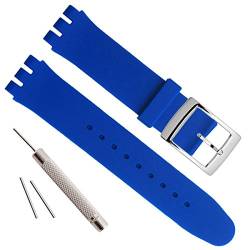 GreenOlive Versilberte Edelstahl-Schnalle, wasserdichtes Silikon-Gummi-Uhrenarmband (19 mm, blau) von GreenOlive