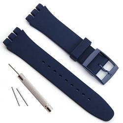 GreenOlive Wasserdicht Silikon Uhrenarmband Uhr Band für Swatch (17mm 19mm 20mm) (20mm,Blue navy) von GreenOlive