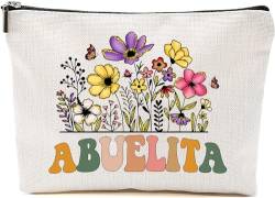 Abuelita Wildblumen-Geschenke für Muttertag, Make-up-Taschen – Abuelita Blumen-Geschenktüten – Mutter-Geburtstagsgeschenke – Reise-Kosmetiktasche zum Geburtstag, Weiss/opulenter Garten, 7”x9.8” von GreenStar Gifts