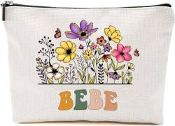 Bebe Wildblumen-Geschenke für Muttertag, Make-up-Taschen – Bebe Blumen-Geschenktaschen – Mutter-Geburtstagsgeschenke – Reise-Kosmetiktasche für Geburtstag, Weiss/opulenter Garten, 7”x9.8” von GreenStar Gifts