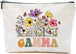 Gamma Wildblumen Geschenke für Muttertag Make-up-Taschen – Gamma-Blumen-Geschenktüten – Mutter-Geburtstagsgeschenke – Reise-Kosmetiktasche für Geburtstag, Weiss/opulenter Garten, 7”x9.8” von GreenStar Gifts