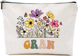 Gran Wildflowers Geschenke für Muttertag Make-up-Taschen – Gran Flower Geschenktüten – Mama Geburtstagsgeschenke – Reise-Kosmetiktasche für Geburtstag, Weiss/opulenter Garten, 7”x9.8” von GreenStar Gifts