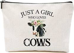 Just A Girl Who Loves Cows Make-up-Tasche – Geschenke für Mädchen, Kühe, Mutter, Tierliebhaber, Make-up-Tasche mit Reißverschluss, Geburtstagsgeschenk für Mädchen, Weiss/opulenter Garten, 7”x9.8” von GreenStar Gifts