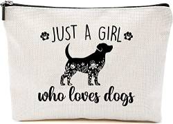 Just A Girl Who Loves Dogs Make-up-Tasche – Geschenke für Mädchen, Hunde, Mutter, Tierliebhaber, Make-up-Tasche mit Reißverschluss – Geburtstagsgeschenk für Mädchen, Weiss/opulenter Garten, 7”x9.8” von GreenStar Gifts