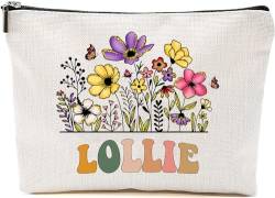 Lollie Wildblumen Geschenke für Muttertag Make-up Taschen – Lollie Blume Geschenktaschen – Mama Geburtstagsgeschenke – Reise Kosmetiktasche für Geburtstag, Weiss/opulenter Garten, 7”x9.8” von GreenStar Gifts