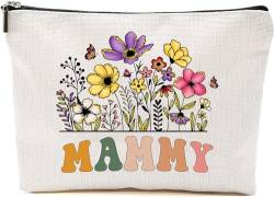 Mammy Wildflowers Geschenke für Muttertag Make-up-Taschen – Mammy Flower Geschenktüten – Mama Geburtstagsgeschenke – Reise Kosmetiktasche für Geburtstag, Weiss/opulenter Garten, 7”x9.8” von GreenStar Gifts