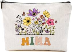 Mima Wildblumen Geschenke für Muttertag Make-up-Taschen – Mima Flower Geschenktüten – Mama Geburtstagsgeschenke – Reise-Kosmetiktasche für Geburtstag, Weiss/opulenter Garten, 7”x9.8” von GreenStar Gifts