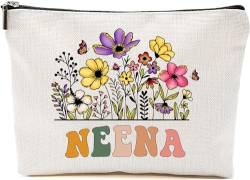 Neena Wildflowers Geschenke für Muttertag Make-up-Taschen – Neena Flower Geschenktüten – Mama Geburtstagsgeschenke – Reise-Kosmetiktasche zum Geburtstag, Weiss/opulenter Garten, 7”x9.8” von GreenStar Gifts
