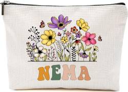 Nema Wildblumen Geschenke für Muttertag Make-up-Taschen – Nema Flower Geschenktüten – Mama Geburtstagsgeschenke – Reise-Kosmetiktasche für Geburtstag, Weiss/opulenter Garten, 7”x9.8” von GreenStar Gifts