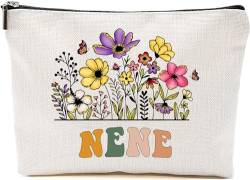 Nene Wildblumen-Geschenke für Muttertag, Make-up-Taschen – Nene Blumen-Geschenktaschen – Mutter-Geburtstagsgeschenke – Reise-Kosmetiktasche für Geburtstag, Weiss/opulenter Garten, 7”x9.8” von GreenStar Gifts