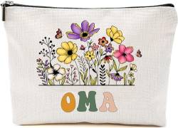 Oma Wildblumen-Geschenke für Muttertag, Make-up-Taschen – Oma Blumen-Geschenktüten – Mutter-Geburtstagsgeschenke – Reise-Kosmetiktasche zum Geburtstag, Weiss/opulenter Garten, 7”x9.8” von GreenStar Gifts