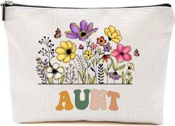 Tante Wildblumen Geschenke für Muttertag Make-up Taschen – Tante Blume Geschenktüten – Mama Geburtstagsgeschenke – Reise Kosmetiktasche für Geburtstag, Weiss/opulenter Garten, 7”x9.8” von GreenStar Gifts