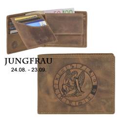 Geldbörse Leder 12x9cm "Vintage" mit Sternzeichen Jungfrau Greenburry 1705 von Greenburry