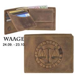 Geldbörse Leder 12x9cm "Vintage" mit Sternzeichen Waage Greenburry 1705 von Greenburry