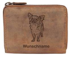 Greenburry Damen-Geldbeutel PERSONALISIERT mit Hunde-Motiv Chihuahua, Leder Vintage Damen-Geldbörse von Greenburry