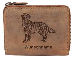 Greenburry Damen-Geldbörse PERSONALISIERT Wunschnamen mit Hunde-Motiv Golden Retriever, Leder Damen-Börse in Braun von Greenburry