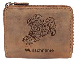 Greenburry Damen-Geldbörse PERSONALISIERT mit Hunde-Motiv Pudel, Leder Damengeldbeutel von Greenburry