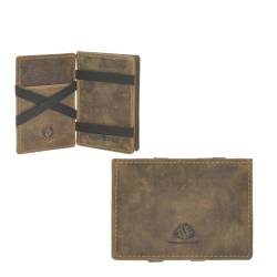 Magic Wallet Portemonnaie Leder 10x7cm mit Münzfach "Vintage" antic brown Greenburry 1608B-25 von Greenburry