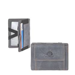 Magic Wallet Portemonnaie Leder 10x7cm mit Münzfach "Vintage" blau Greenburry 1608A-27 von Greenburry