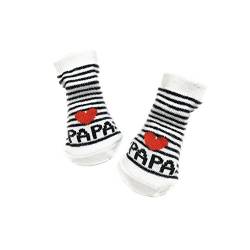 Greenlans Süße Babysocken für Neugeborene, weiche warme Baumwolle mit Aufschrift „Love Mama/Papa“ Gr. One Size, Papa von Greenlans