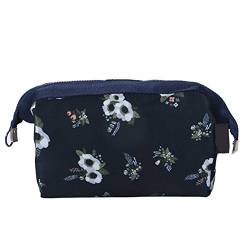 Make-up-Tasche, Reise-Kosmetiktasche, Pinseltasche, Kulturbeutel, Kulturbeutel, tragbare Reise-Make-up-Tasche für Frauen und Mädchen, siehe abbildung, Dark Blue Flower von Greenlans