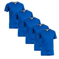Greenpark T-Shirts Corta mit Rundhals Ausschnitt, 5er Packung Baumwoll T-Shirts in Royal Blau, Größe XL von Greenpark