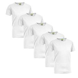 T-Shirts Cloud mit Rundhals Ausschnitt, 5er Packung Baumwoll T-Shirts,Weiß,S von Greenpark