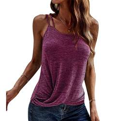 Damen Oberteile Basic Tank Tops Damen Sommer Bluse Ärmellose T-Shirt Elegant Tank Top Sommer Unterhemd Shirts Oberteile(m-Amaranth) von Greensen