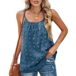 Damen Sommer Bluse Rundhals Ärmellose Tank Top T-Shirt Casual Sommer Locker Tank Tops Shirt Elegant Spaghetti Top(XL-Dunkelblau) von Greensen