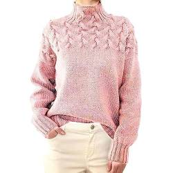 Greensen Damen Gestrickte Pullover Elegant Kabel Rollkragenpullover Drop Shoulder Strickpullover Lose Einfarbig Casual Sweater (XL) von Greensen