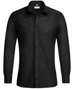 Greiff Größe 41/42 Corporate Wear Basic Herren Hemd Slim Fit Langarm Schwarz Modell 6720 1123 von Greiff