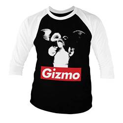 Gremlins Offizielles Lizenzprodukt Gizmo Baseball 3/4 Ärmel T-Shirt (Schwarz-Weiß), XX-Large von Gremlins