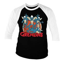 Gremlins Offizielles Lizenzprodukt Group Baseball 3/4 Ärmel T-Shirt (Schwarz-Weiß), XX-Large von Gremlins
