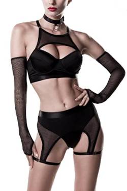 Grey Velvet Frauen Wäsche-Set schwarz XL 85% Polyester, 15% Elasthan Dessous, Gothic, Romantik von Grey Velvet