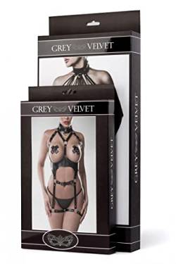 Grey Velvet Harness Erotikset ouvert mit String S/M, Schwarz von Grey Velvet
