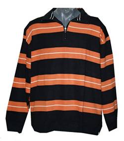 Greystone Herren Sweatshirt Troyer Übergrößen schwarz Orage gestreift 4XL 5XL (4XL) von Greystone