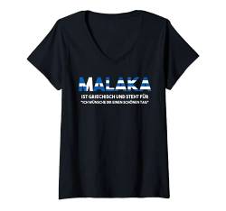 Damen Grieche Griechin Griechenland Griechisch Malaka T-Shirt mit V-Ausschnitt von Griechisch Griechenland Grieche Geschenk
