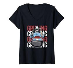 Damen Bbq Grill Grillmeister - Grillparty Fleisch Griller Grillen T-Shirt mit V-Ausschnitt von Grillen Geschenke & Ideen
