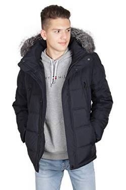 DY633 Herren Winterjacke DAUNTLESS in Daunen-Optik mit Echtfellbesatz (50/blau) von Grimada