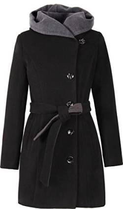 Grimada Damen Jacke Wollmantel Wolljacke COOTIC mit Kapuze (38, schwarz) 1281-2 von Grimada