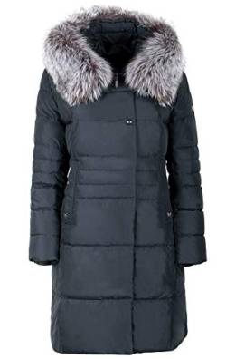 Grimada Damen Steppmantel Jacke Winter MELISA mit Fell und Kapuze warm gefüttert (46 / petrol) von Grimada