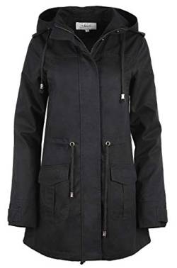 Grimada F08 Damen Cotton Parka Jacke Campo mit Kapuze (38, schwarz) von Grimada