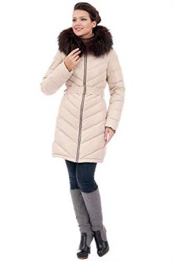 Grimada Q392 Damen Jacke Mantel Daunenjacke SNOWIMAGE mit Echtfellkapuze (42-44, beige ) von Grimada