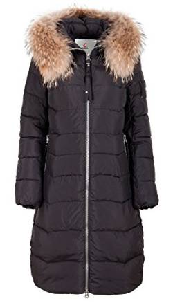 Grimada SALE! Damen Jacke Wintermantel Daunen-Optik Parka CLASNA Echtfellkapuze (36, schwarz) von Grimada