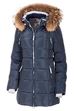 Grimada V336 Damen Jacke Mantel Daunenjacke SNOWIMAGE mit Echtfellkapuze (38, blau ) von Grimada