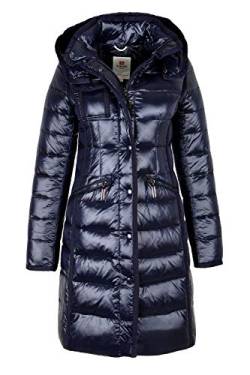M006 Damen Jacke Mantel Winter Daunenjacke TARORE mit Kapuze (38, blau) von Grimada