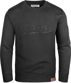 Grin&Bear Herren Crew Neck mit Ärmeltasche schwarz M GEC542 von Grin&Bear