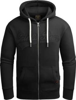 Grin&Bear Hoodie Herren Sweatshirt mit Reißverschluss GEC604 Schwarz S von Grin&Bear
