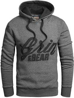 Grin&Bear Slim fit Signatur Logo Jacke Kapuze Hoodie Sweatshirt Kapuzenpullover, anthrazit, M, GEC469 von Grin&Bear